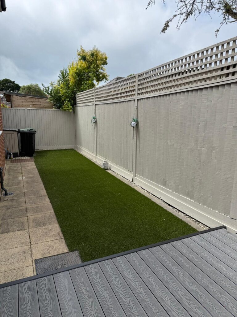 Artificial lawn lifted relevelled and relaid in new Milton after