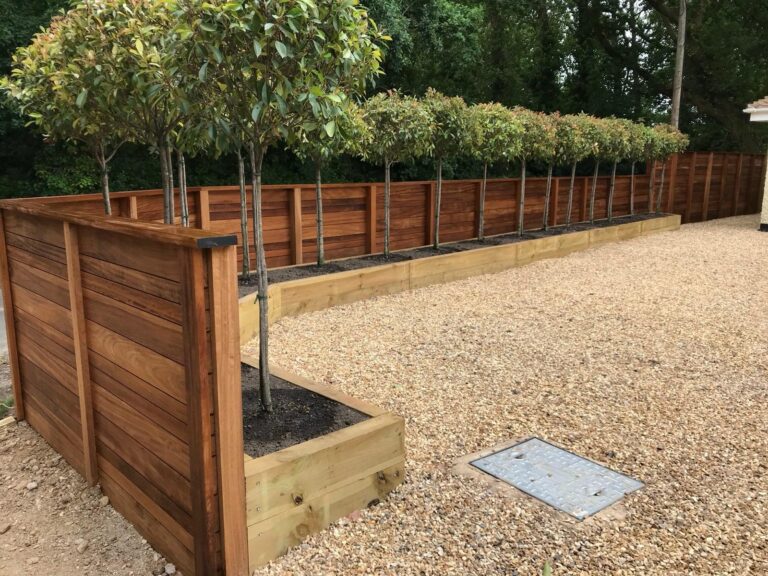 Iroko hardwood fencing supplied and fitted in Milford 1