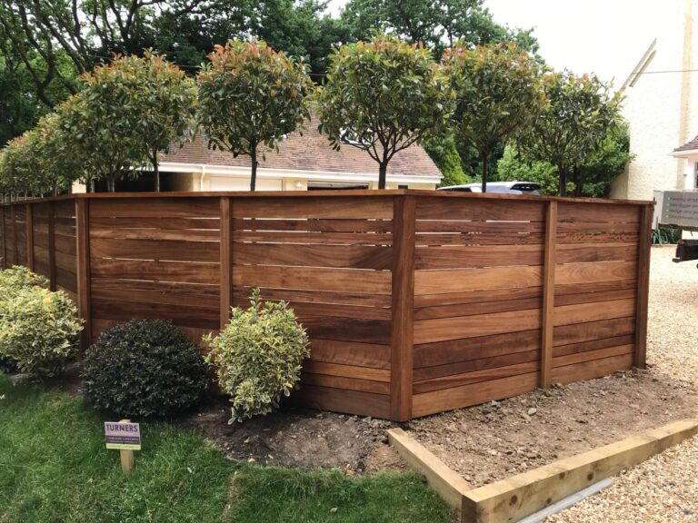 Iroko hardwood fencing supplied and fitted in Milford 2