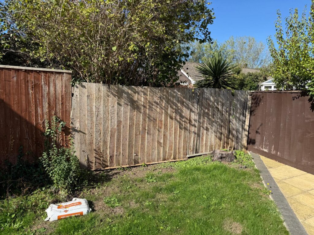 replacement 1650mm high closeboard fence in Pennington Before