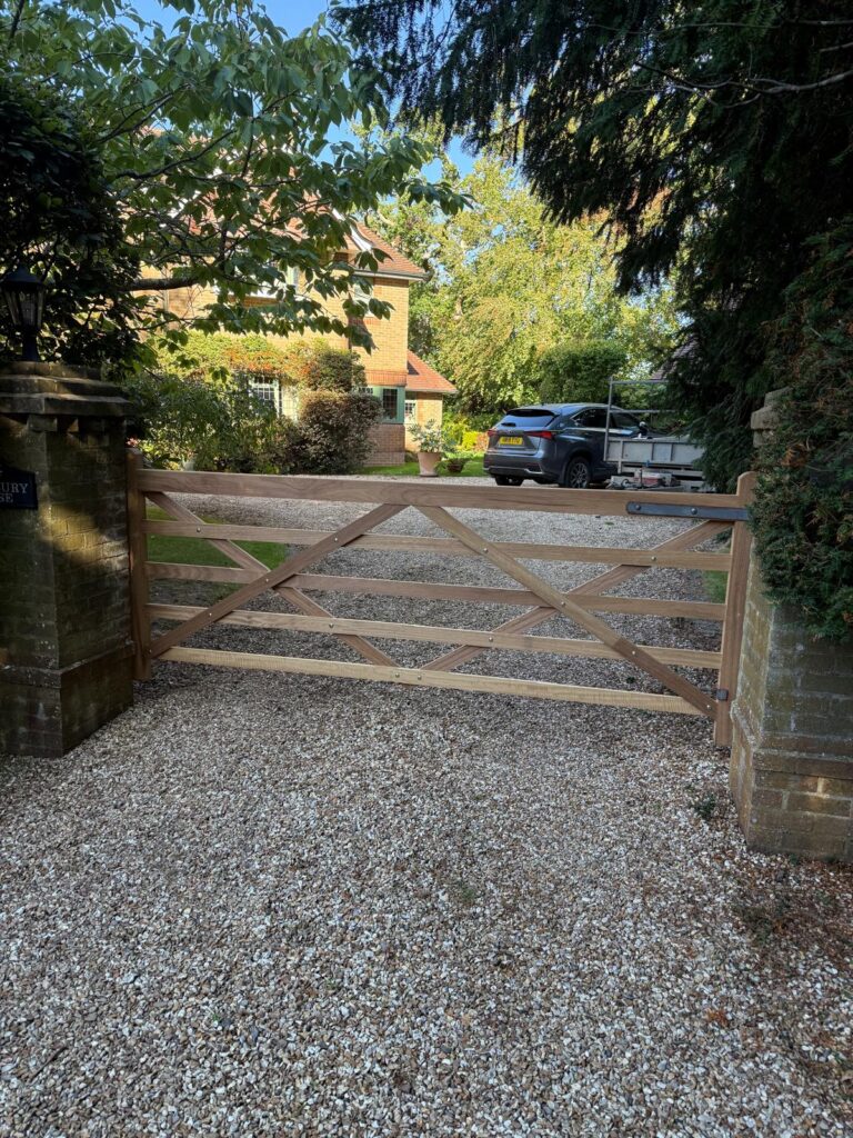 replacement Iroko hard wood gate in Brockenhurst