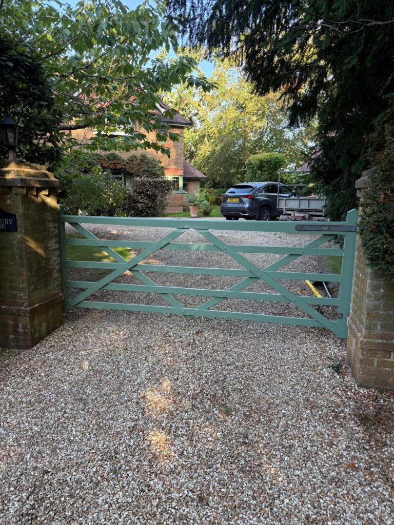 replacement Iroko hard wood gate in Brockenhurst