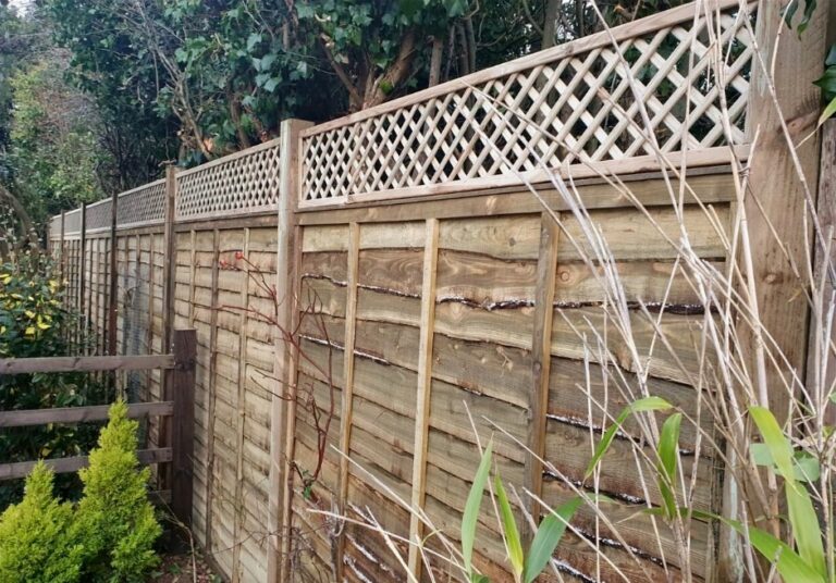 Timber fencing along a field boundary